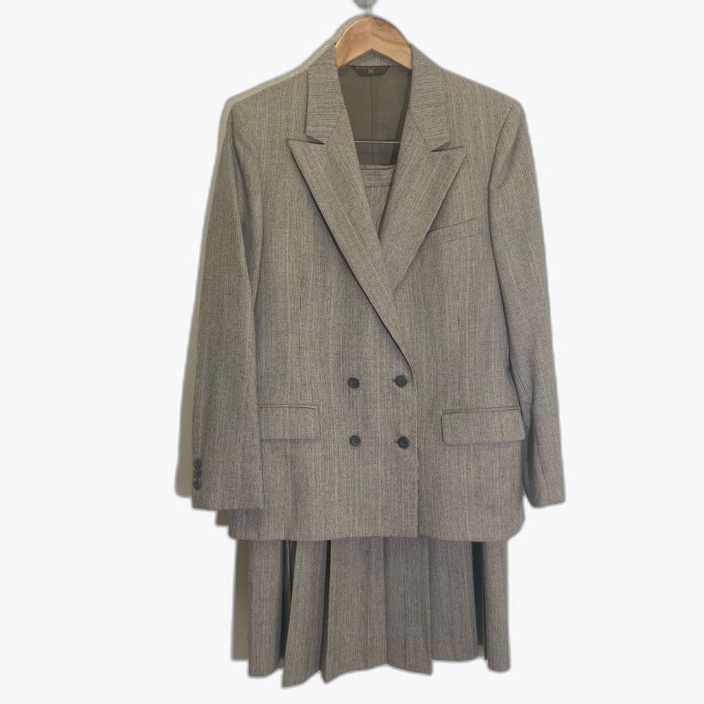 Vintage Bullocks Wilshire - Double Breasted Long Blazer w/Plated Skirt - size 14